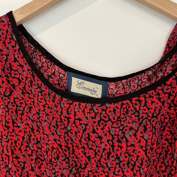 Vintage red and black floral dress - Picture 3 of 3